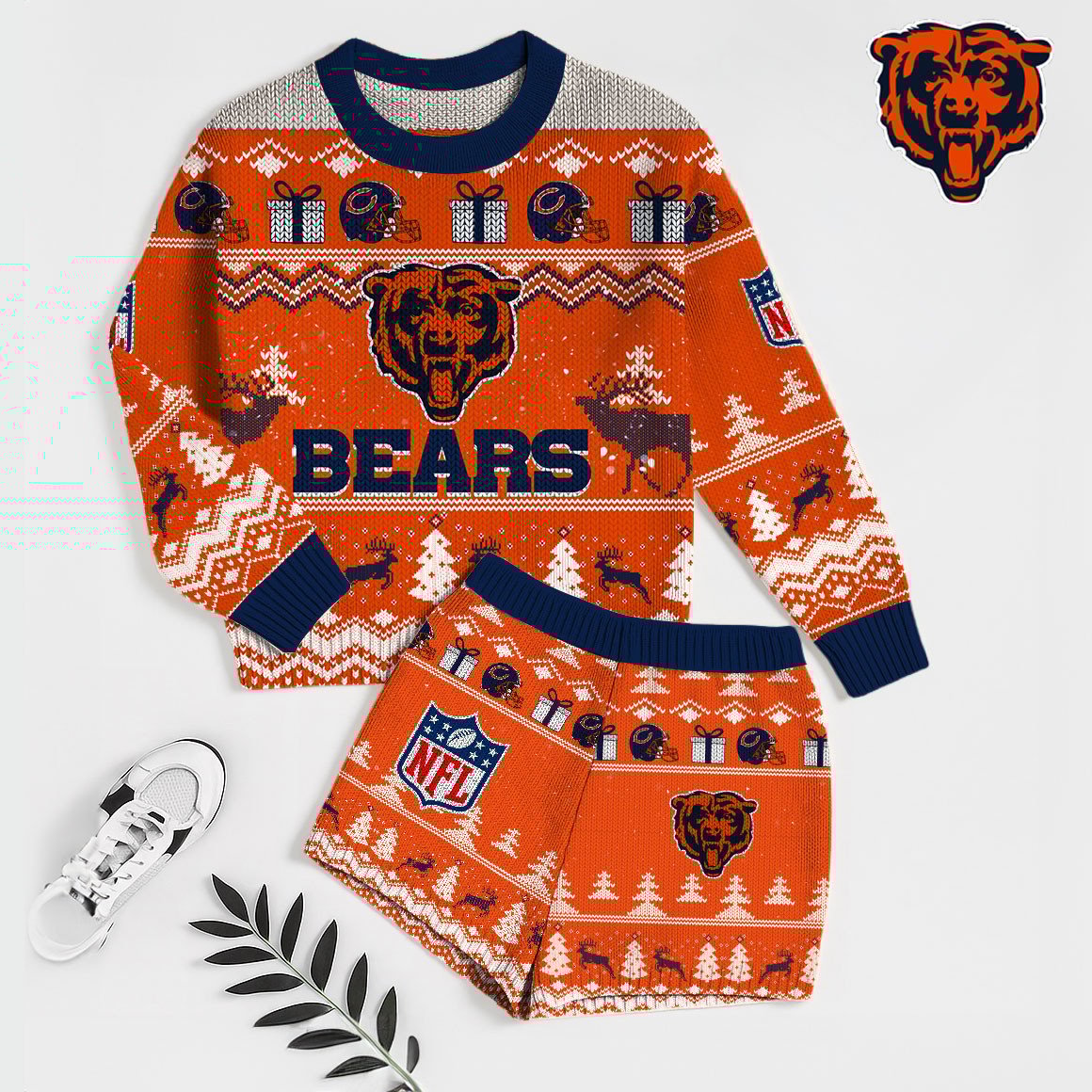 NFL x CHI Touchdown Holiday Sweatshirt & Shorts Set HLP 251025