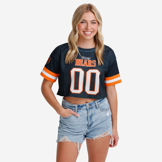 NFL x CHI Womens Gameday Custom Number Mesh Crop Top HLP