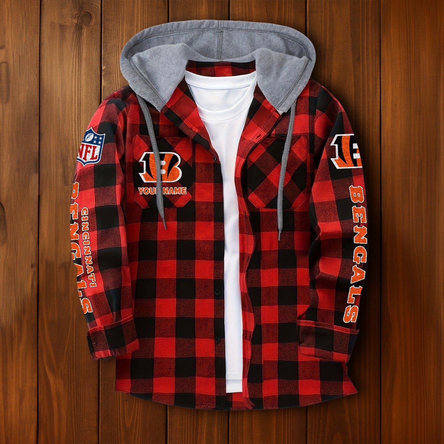 NFL x CIN Personalized Flannel Hoodie Shirts HLP