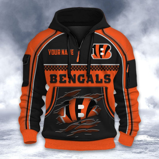 NFL x CIN Personalized Half-zip Hoodie HLP