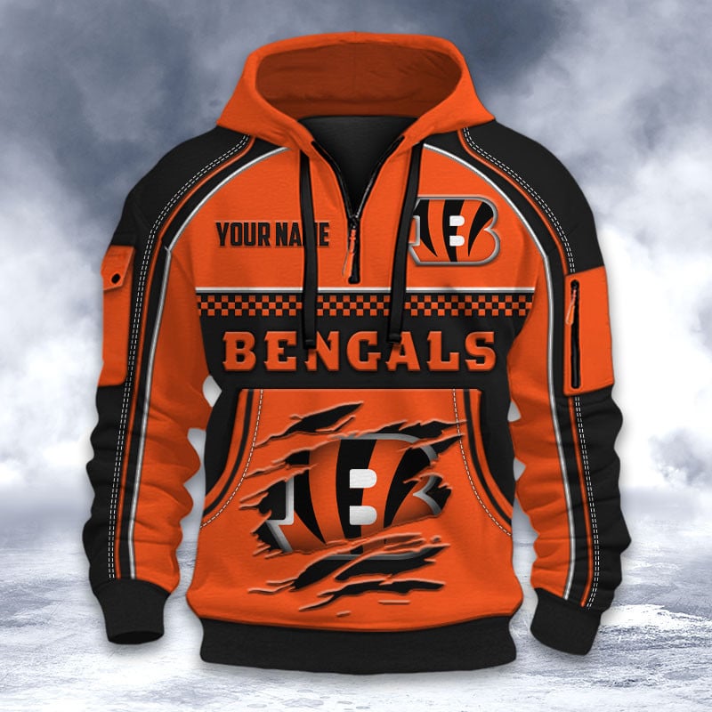 NFL x CIN Personalized Half-zip Hoodie HLP