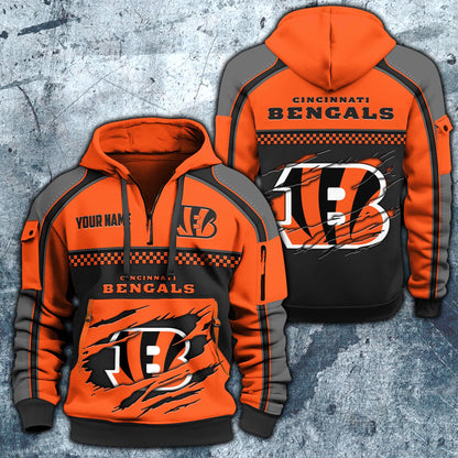 NFL x CIN Personalized Half-zip Hoodie HLP