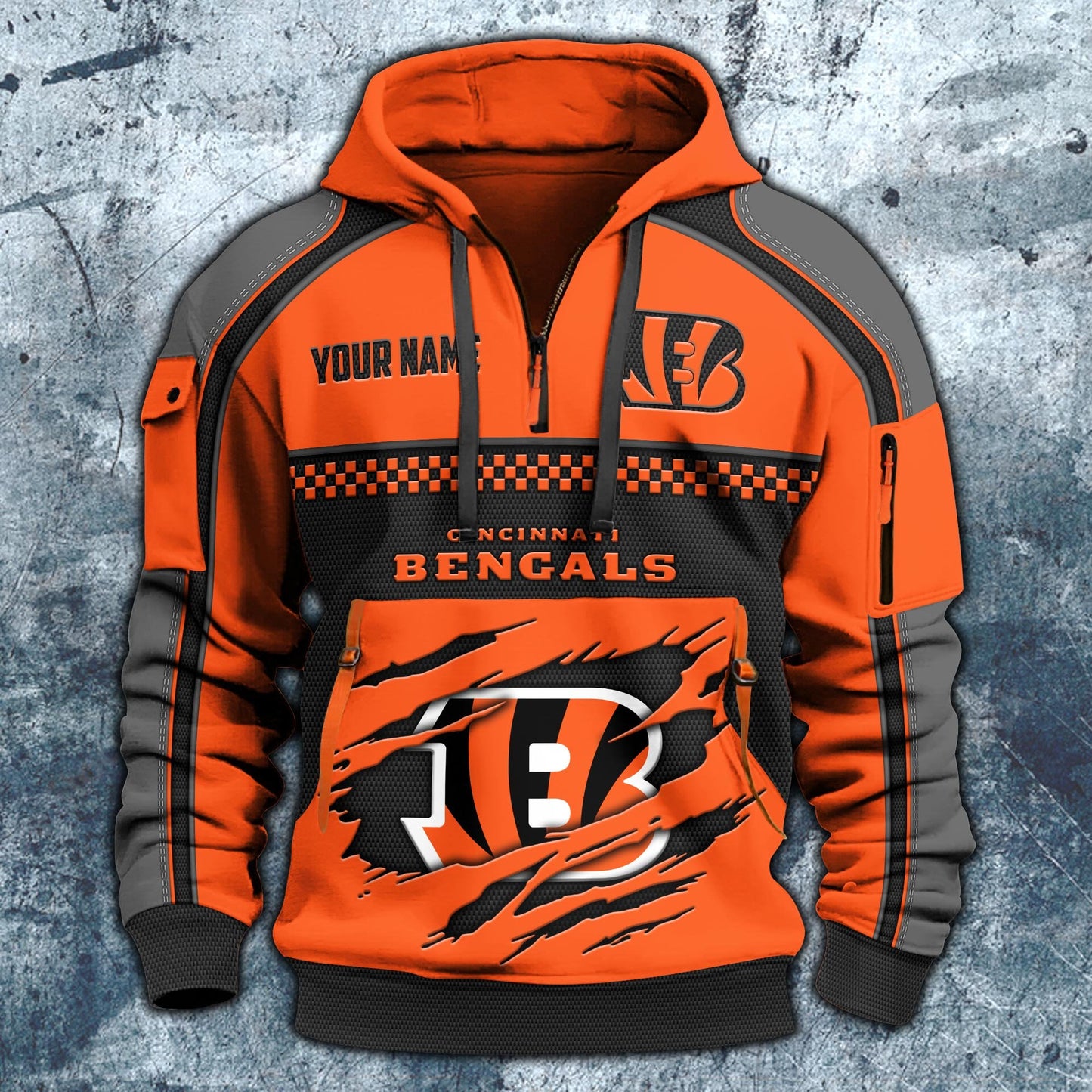 NFL x CIN Personalized Half-zip Hoodie HLP