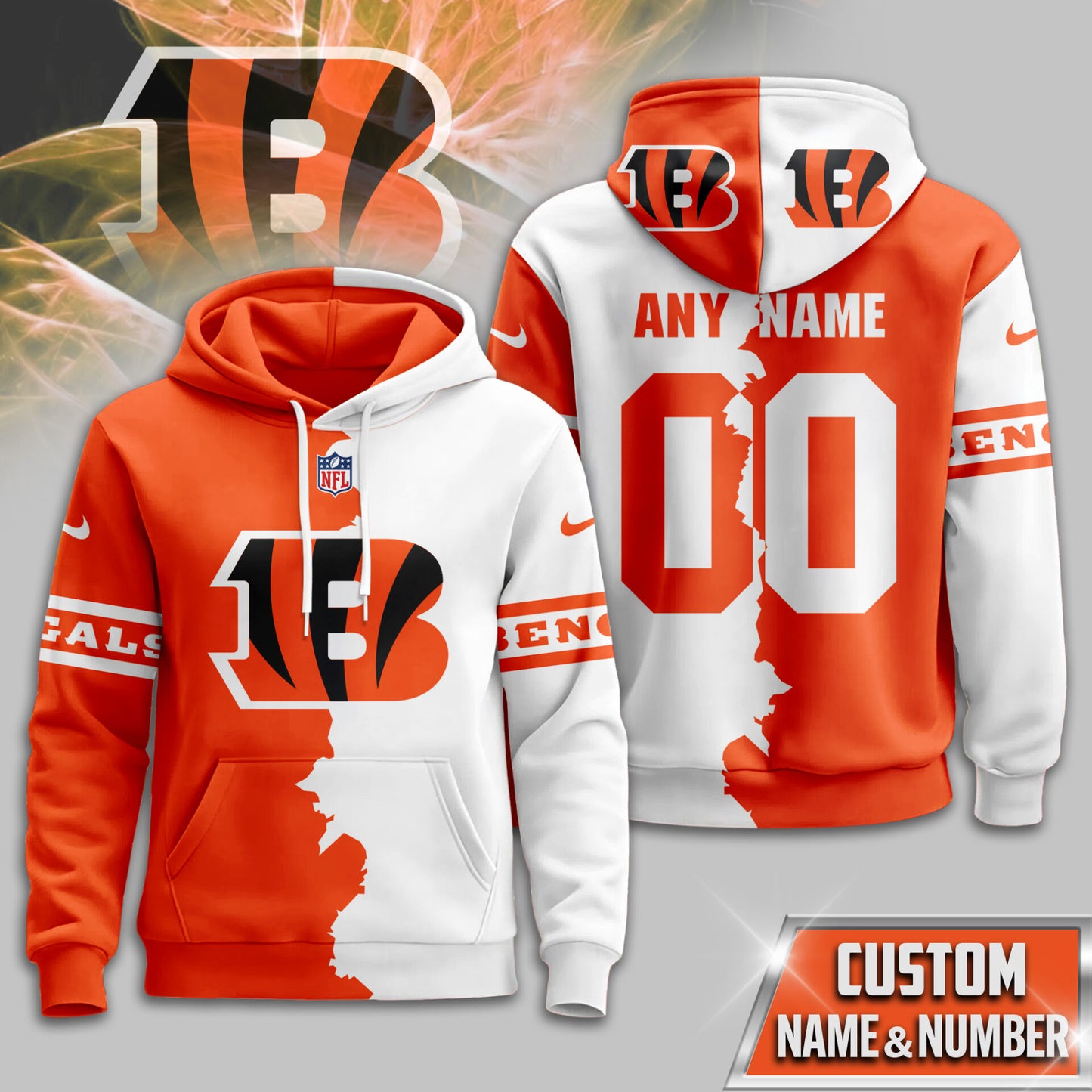NFL x CIN Split Personalized Hoodie HLP