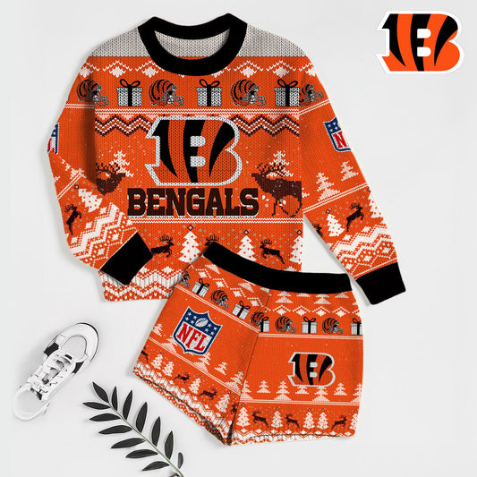 NFL x CIN Touchdown Holiday Sweatshirt & Shorts Set HLP 251025