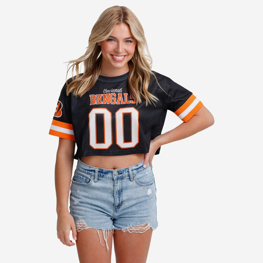 NFL x CIN Womens Gameday Custom Number Mesh Crop Top HLP
