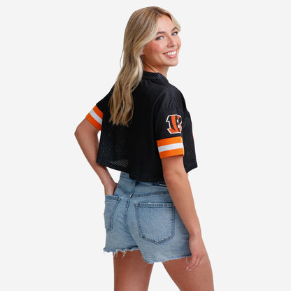 NFL x CIN Womens Gameday Custom Number Mesh Crop Top HLP