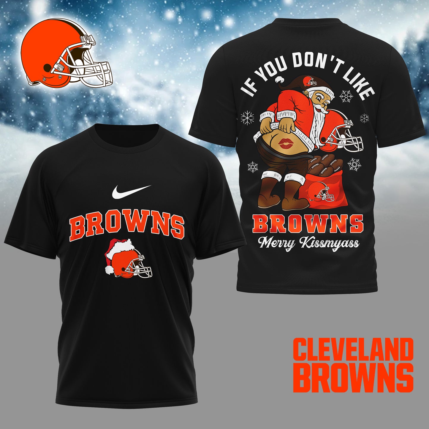 NFL x CLE Funny Xmas 3D Shirt HLP