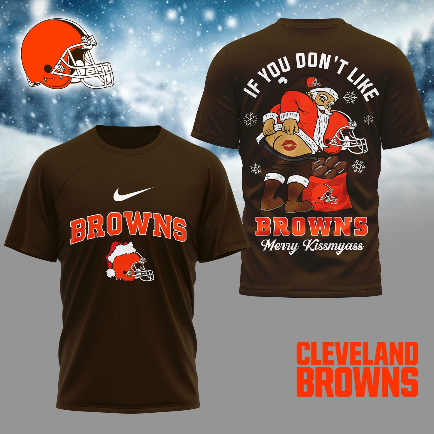 NFL x CLE Funny Xmas 3D Shirt HLP