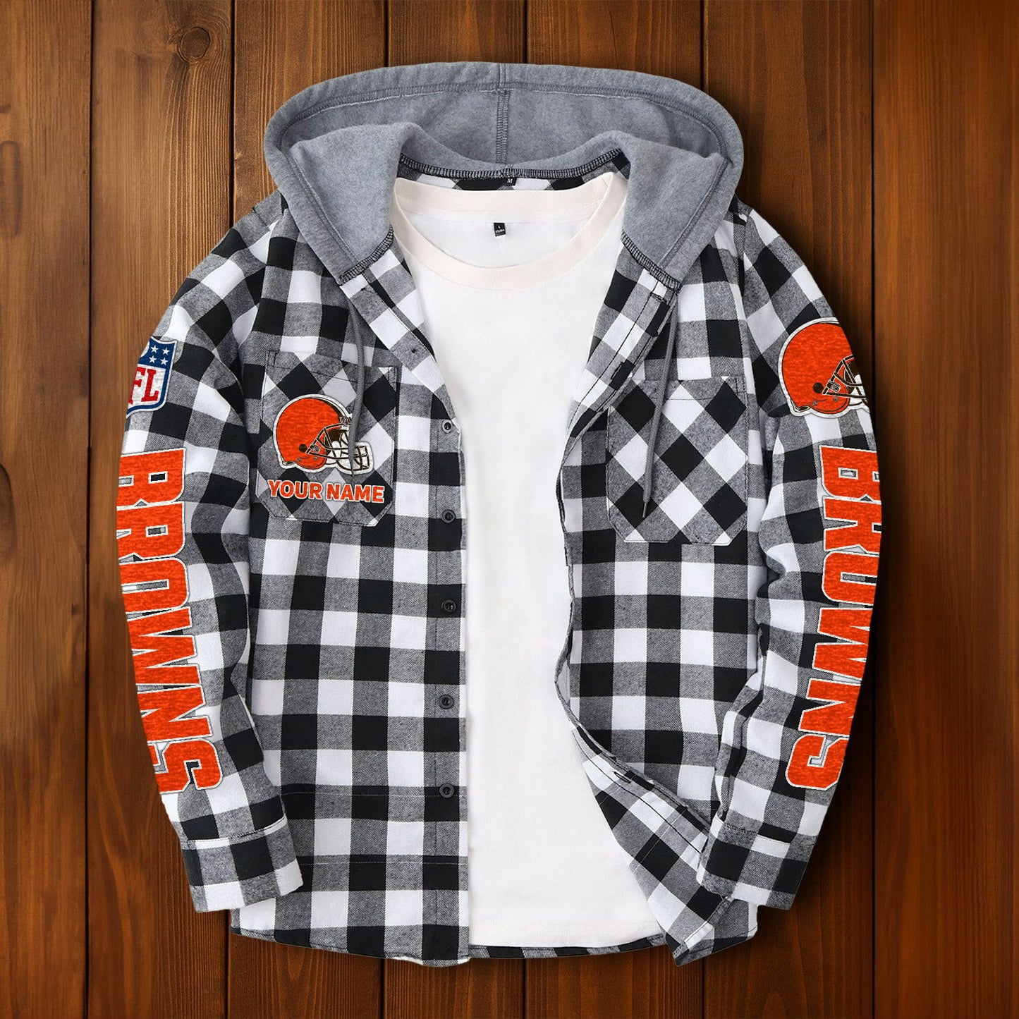 NFL x CLE Personalized Flannel Hoodie Shirts HLP
