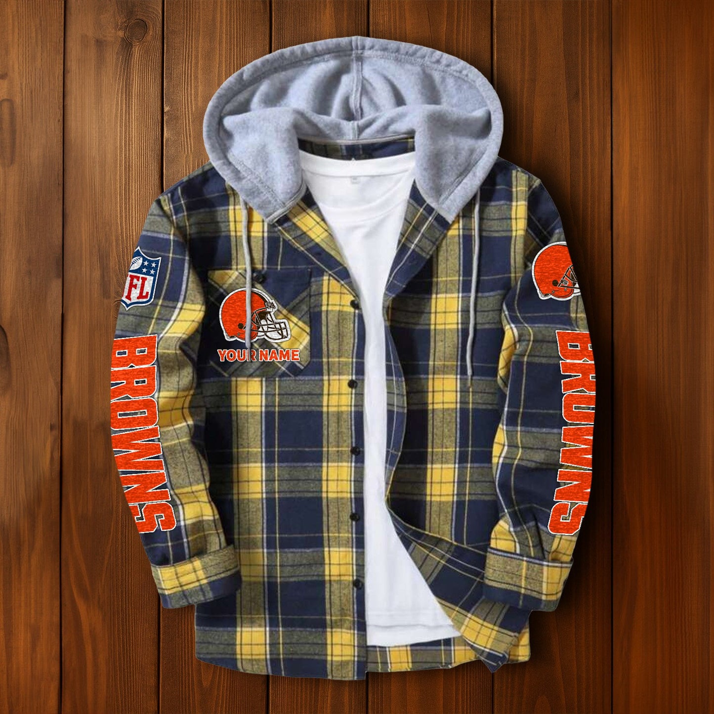 NFL x CLE Personalized Flannel Hoodie Shirts HLP