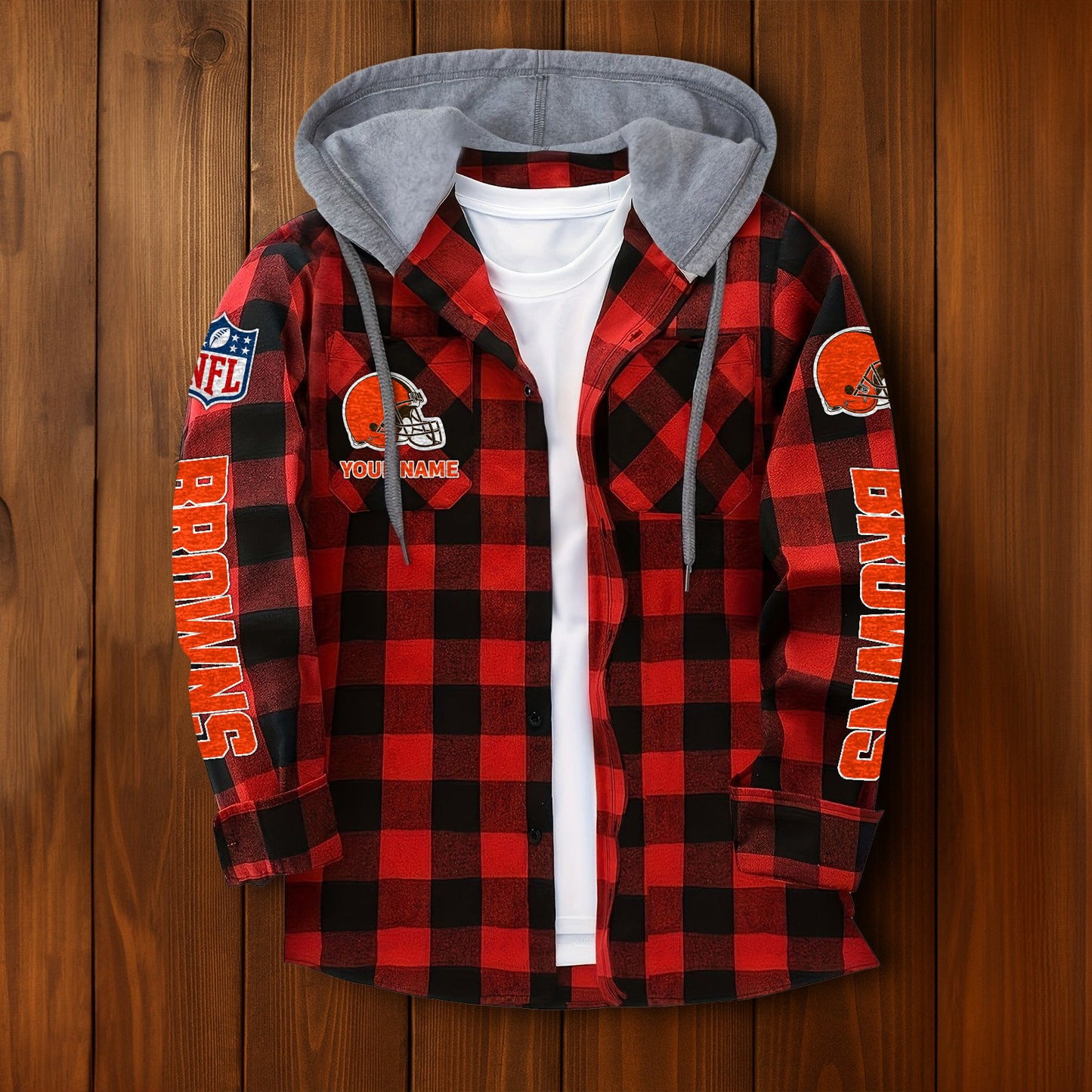 NFL x CLE Personalized Flannel Hoodie Shirts HLP