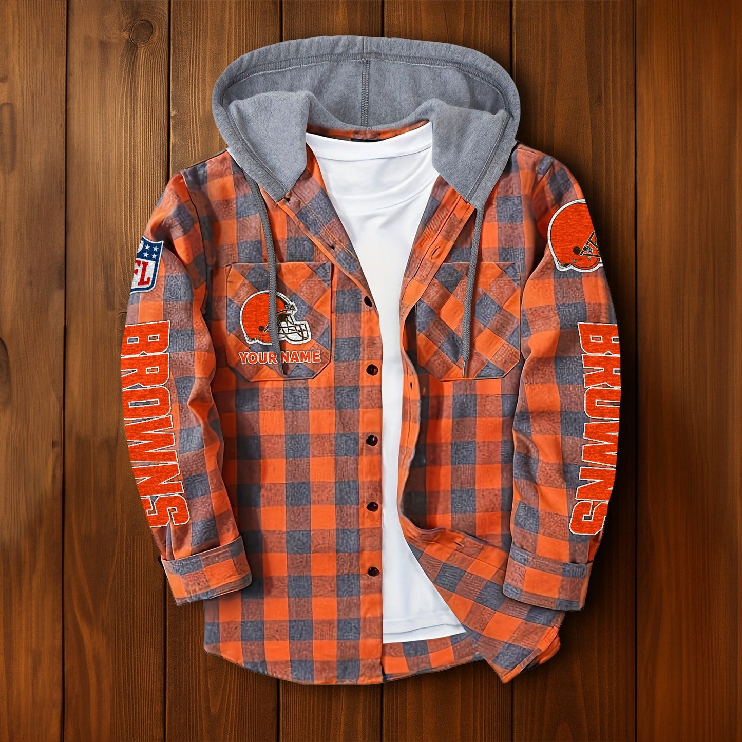 NFL x CLE Personalized Flannel Hoodie Shirts HLP