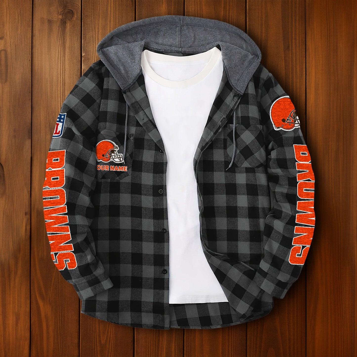 NFL x CLE Personalized Flannel Hoodie Shirts HLP