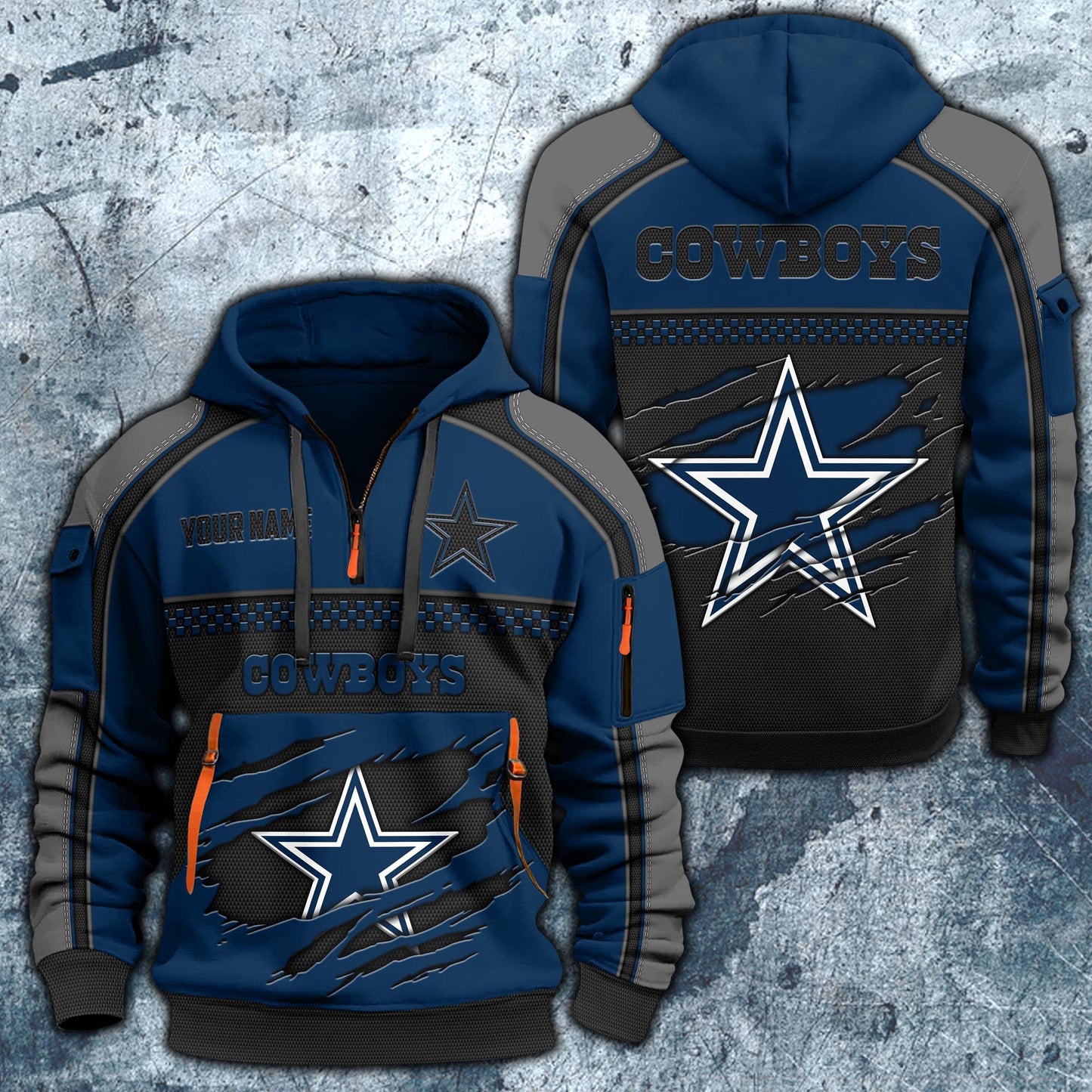 NFL x DAL Personalized Half-zip Hoodie HLP HLPHUONG