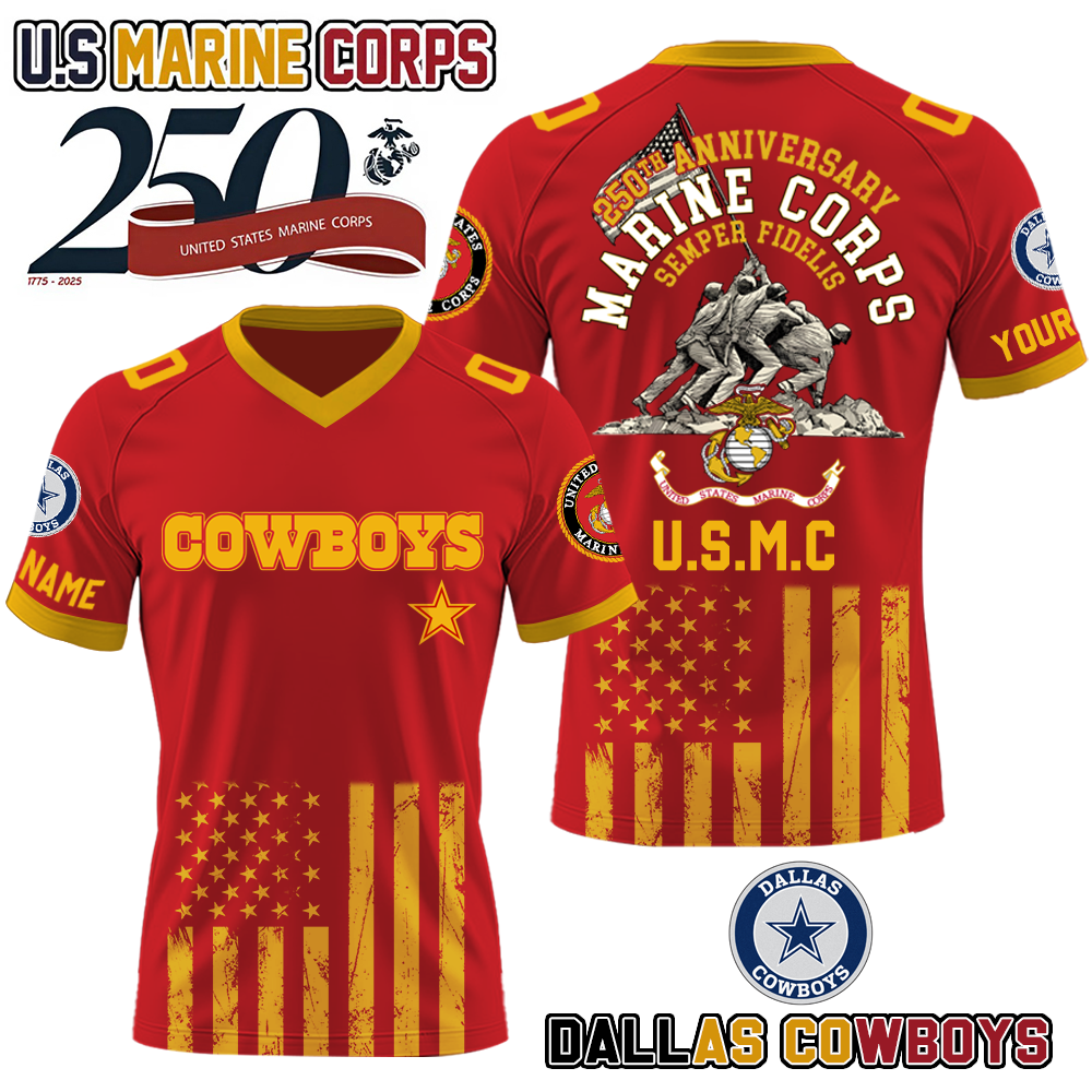NFL x DAL U.S Marine Corps 250th Anniversary Premium-V-neck Short Sleeve Jersey HLP 271025