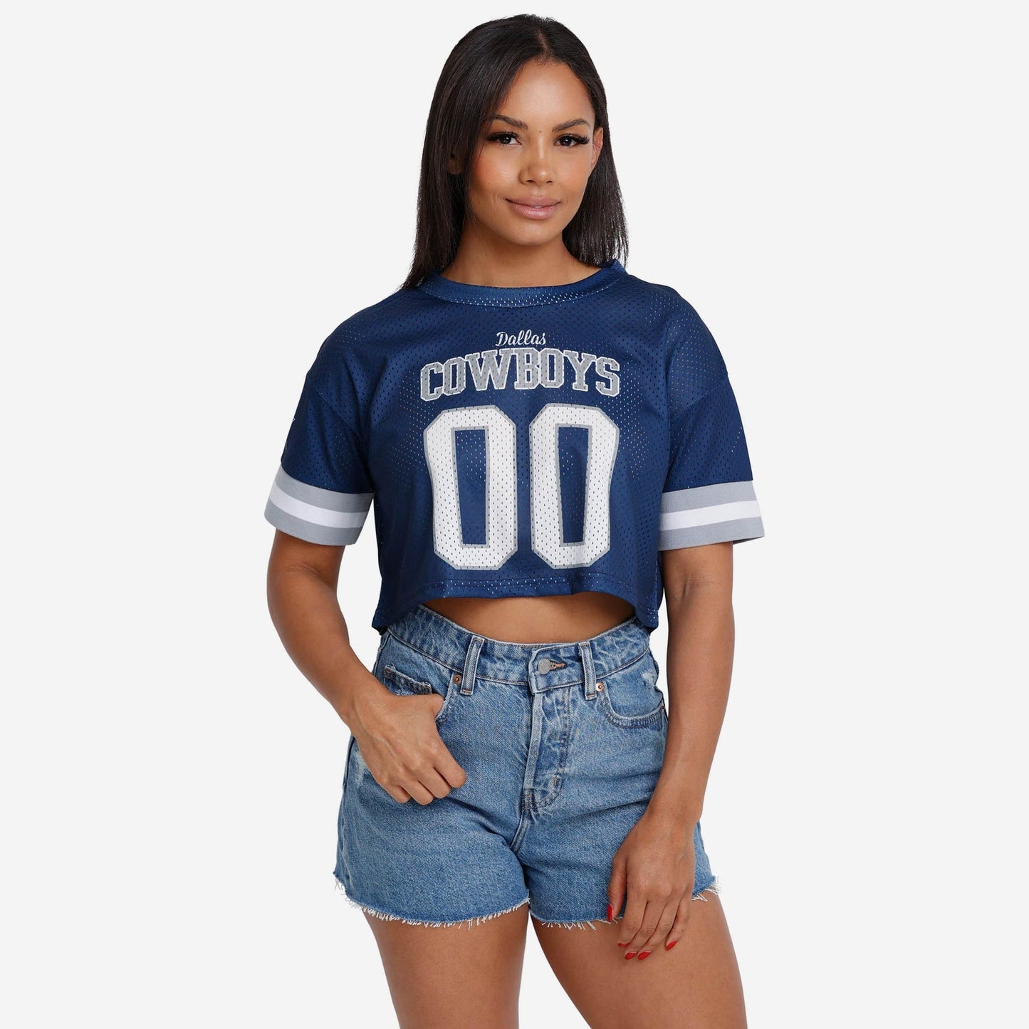 NFL x DAL Womens Gameday Custom Number Mesh Crop Top HLP