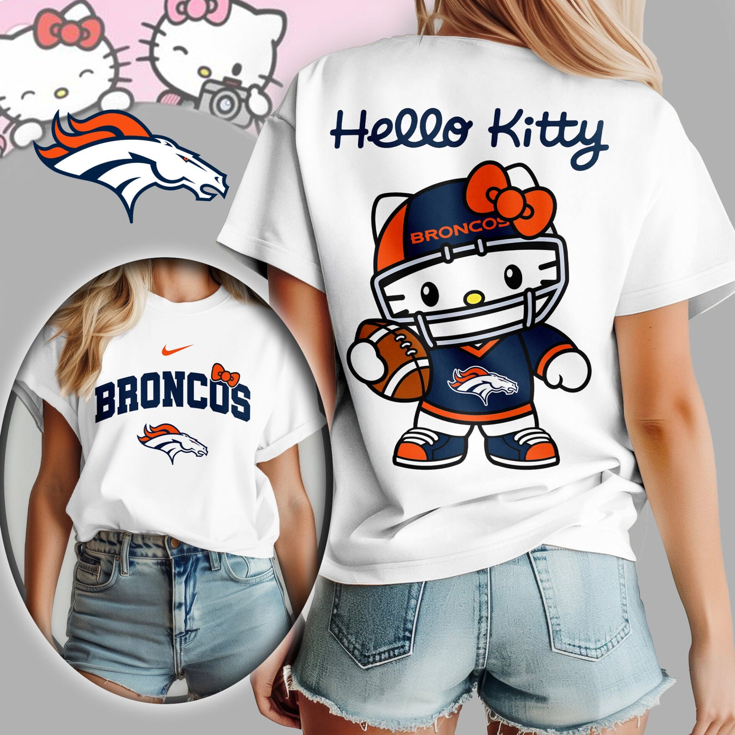 NFL x DEN Hello Kitty Premium 3D Shirt HLP