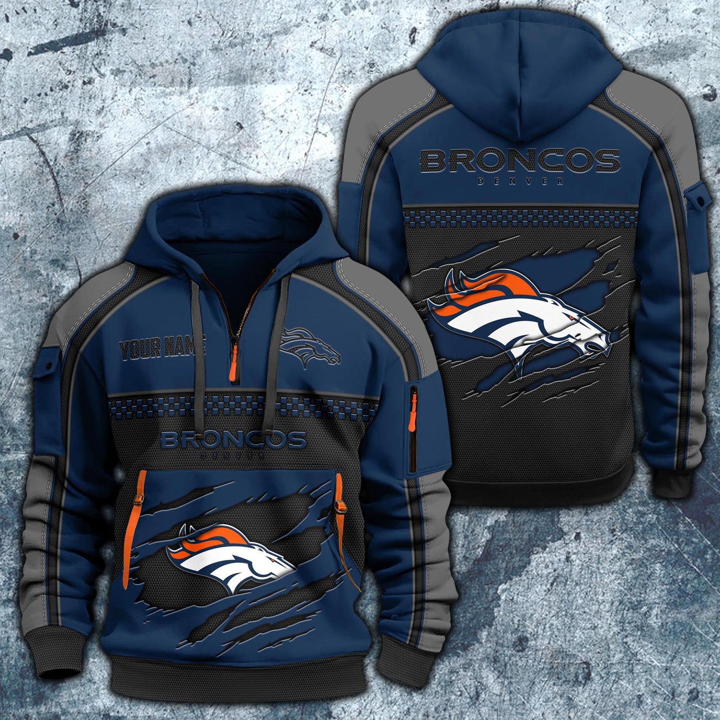 NFL x DEN Personalized Half-zip Hoodie HLP HLPHUONG