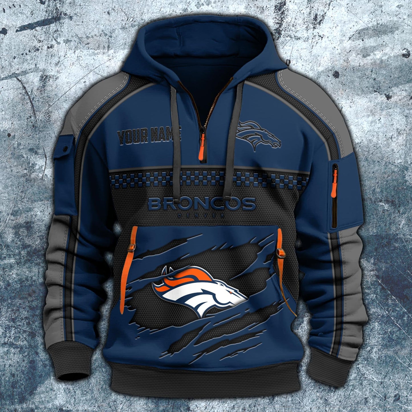 NFL x DEN Personalized Half-zip Hoodie HLP HLPHUONG