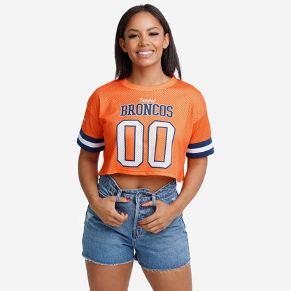 NFL x DEN Womens Gameday Custom Number Mesh Crop Top HLP