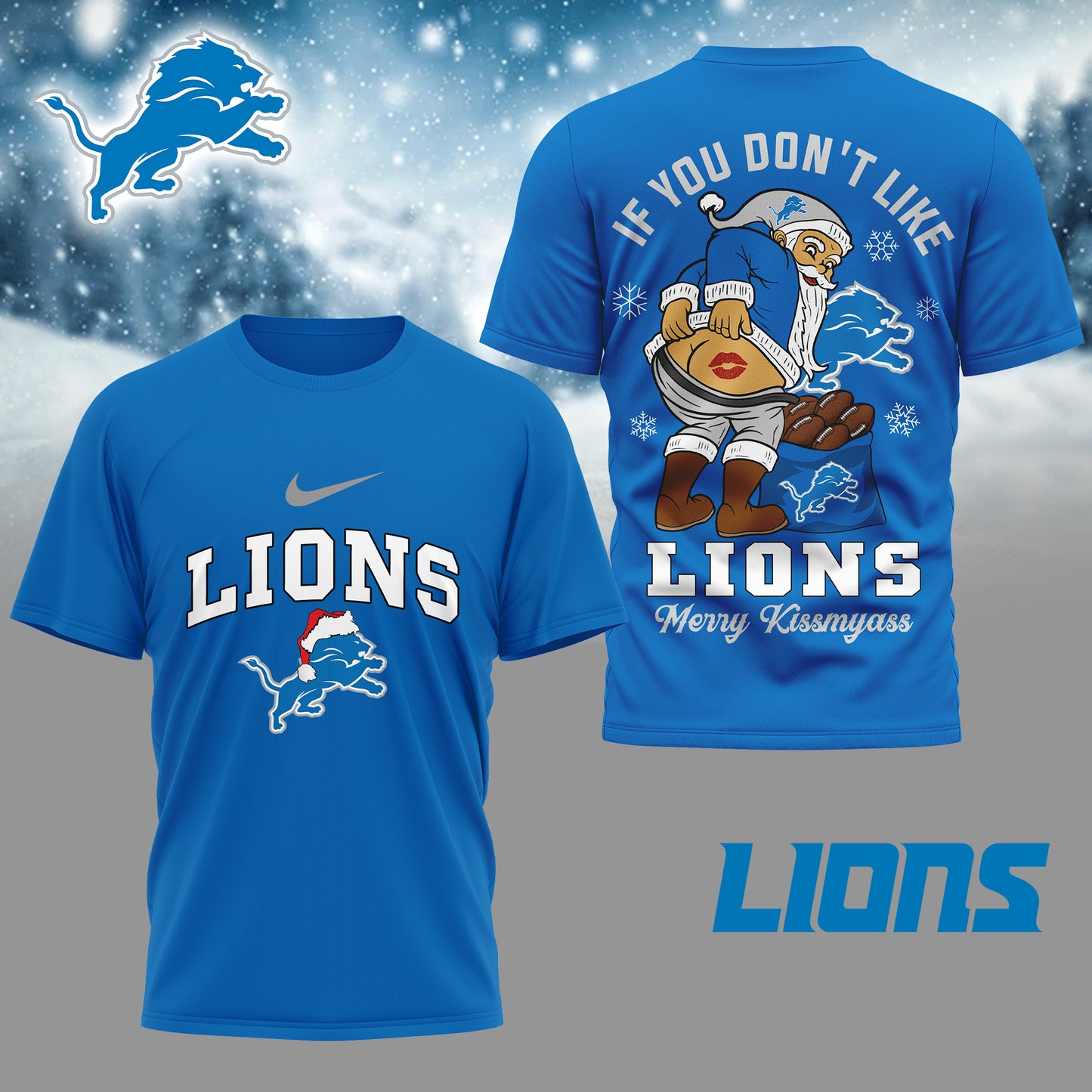 NFL x DET Funny Xmas 3D Shirt HLP