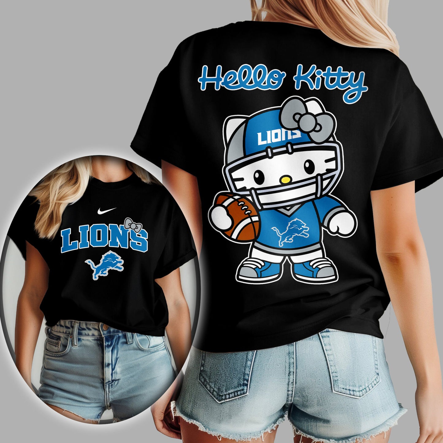 NFL x DET Hello Kitty Premium 3D Shirt HLP