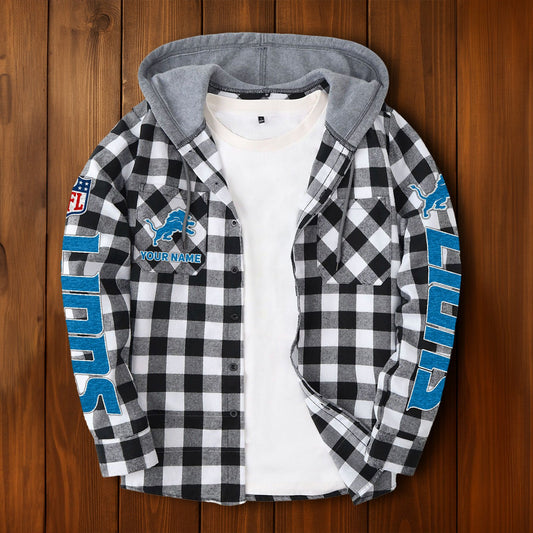 NFL x DET Personalized Flannel Hoodie Shirts HLP