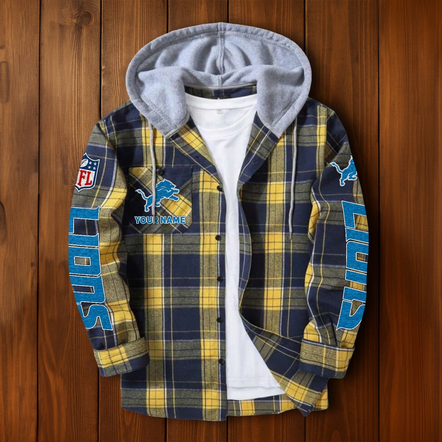 NFL x DET Personalized Flannel Hoodie Shirts HLP