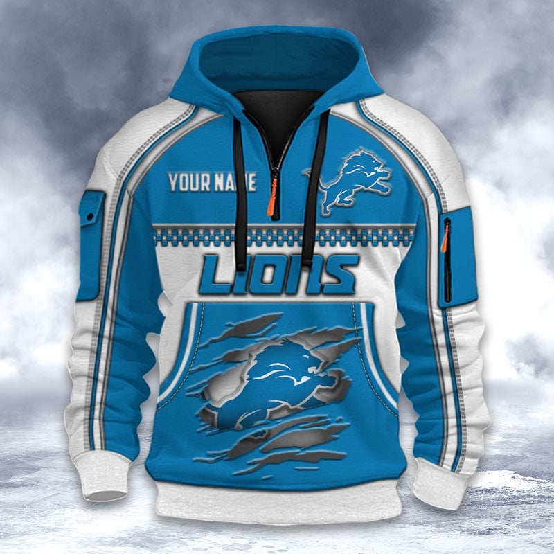 NFL x DET Personalized Half-zip Hoodie HLP