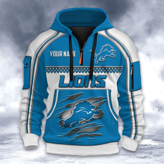 NFL x DET Personalized Half-zip Hoodie HLP