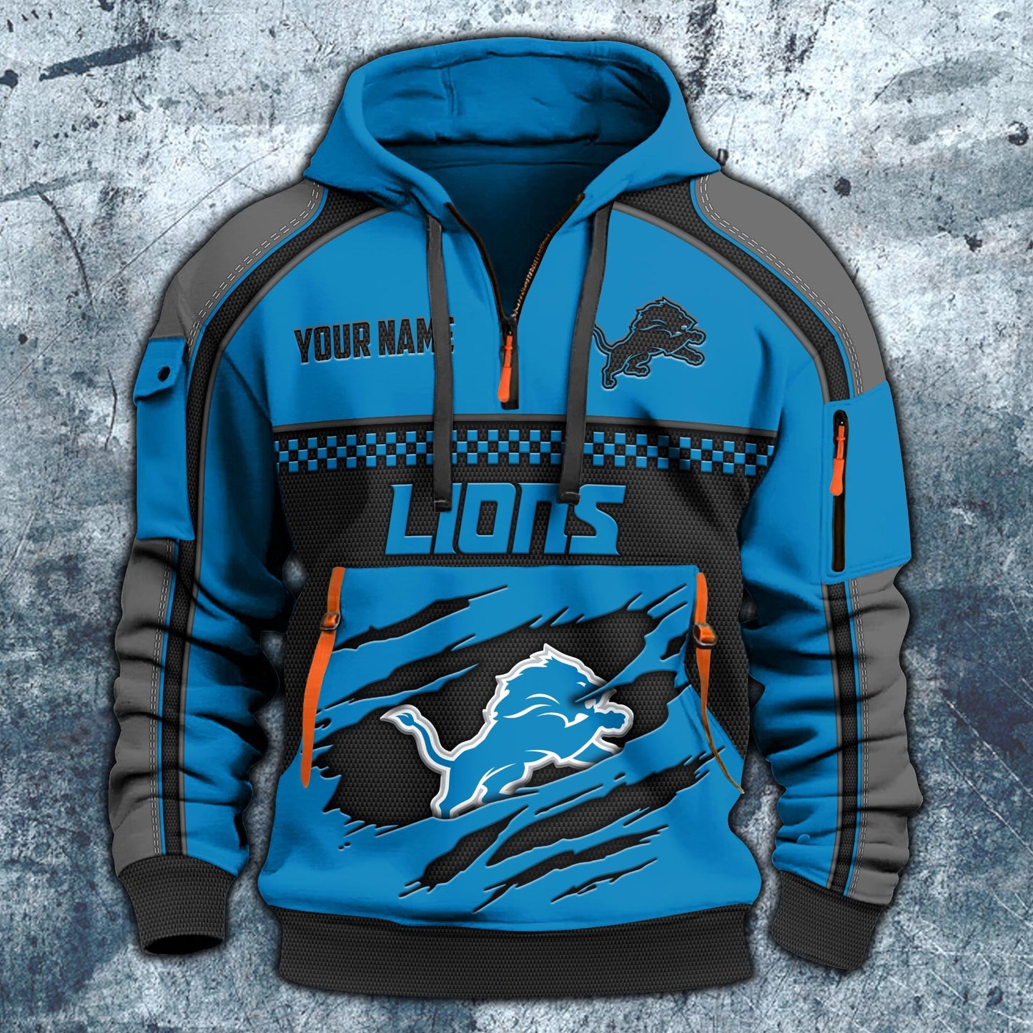 NFL x DET Personalized Half-zip Hoodie HLP HLPHUONG