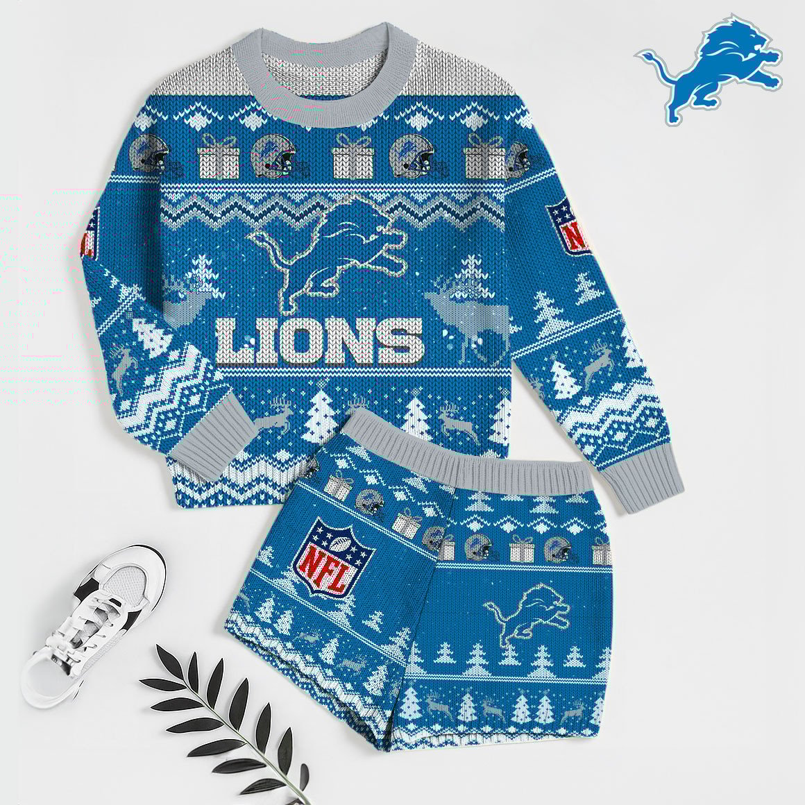 NFL x DET Touchdown Holiday Sweatshirt & Shorts Set HLP 251025