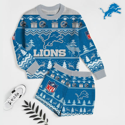 NFL x DET Touchdown Holiday Sweatshirt & Shorts Set HLP 251025