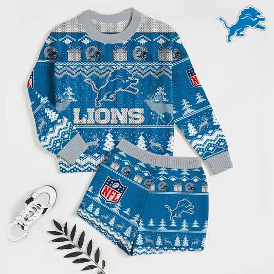 NFL x DET Touchdown Holiday Sweatshirt & Shorts Set HLP 251025
