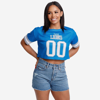 NFL x DET Womens Gameday Custom Number Mesh Crop Top HLP