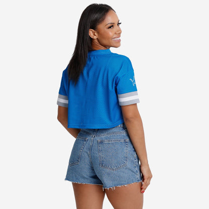 NFL x DET Womens Gameday Custom Number Mesh Crop Top HLP