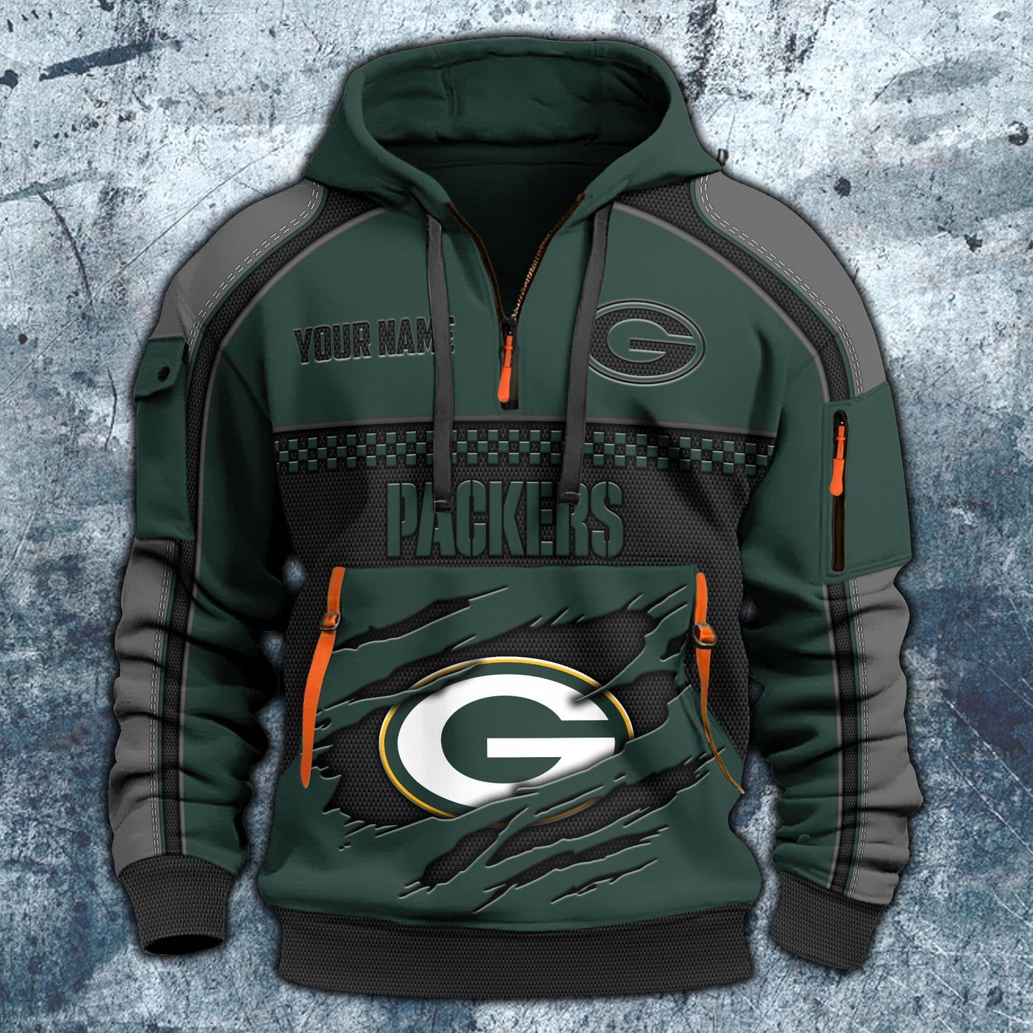 NFL x GB Personalized Half-zip Hoodie HLP