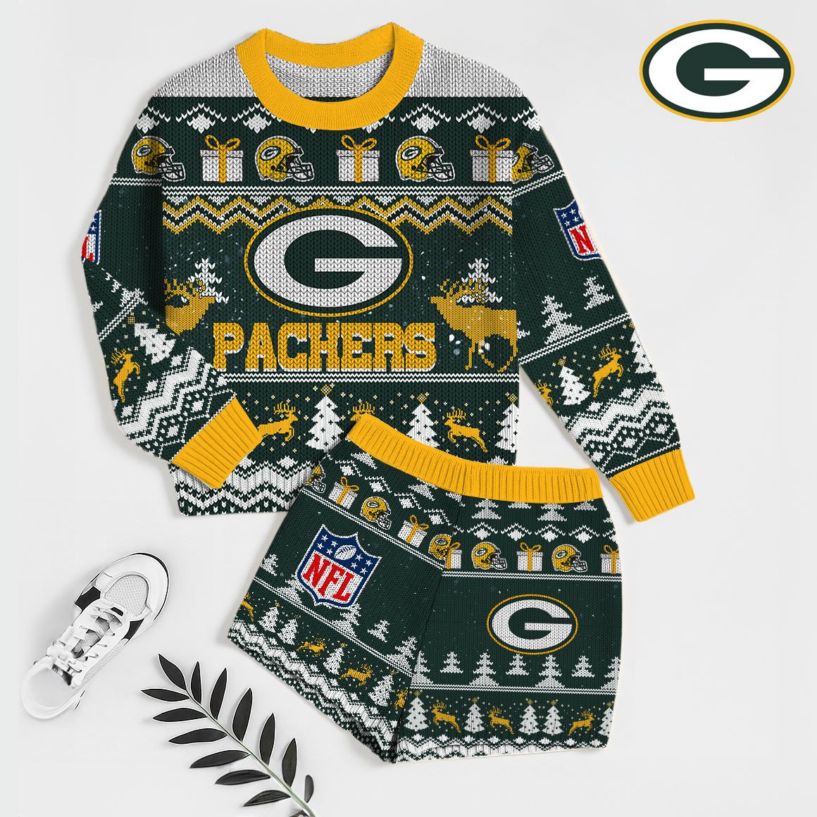 NFL x GB Touchdown Holiday Sweatshirt & Shorts Set HLP 251025