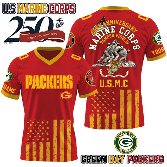 NFL x GB U.S Marine Corps 250th Anniversary Premium-V-neck Short Sleeve Jersey HLP 271025