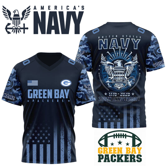 NFL x GB U.S Navy 250th Celebration Premium-V-neck Short Sleeve Jersey HLP 271025