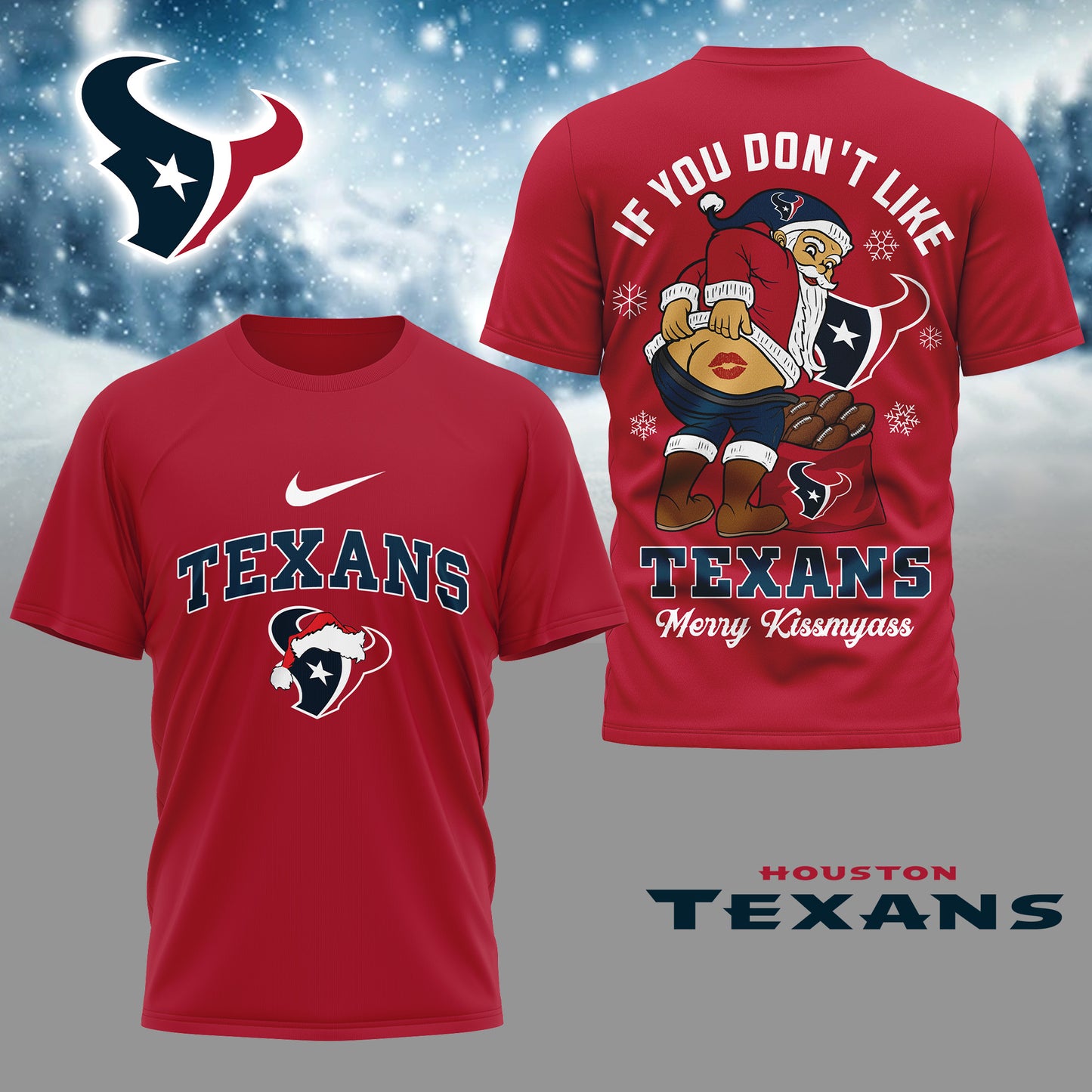 NFL x HOU Funny Xmas 3D Shirt HLP