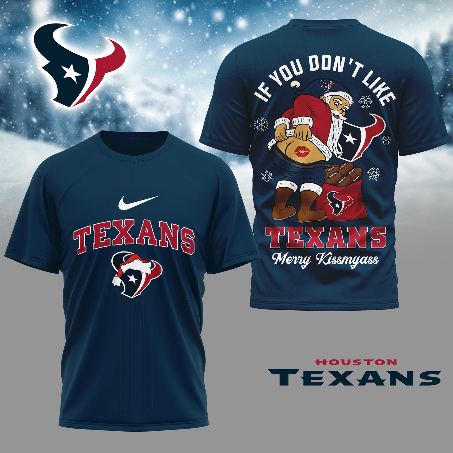 NFL x HOU Funny Xmas 3D Shirt HLP
