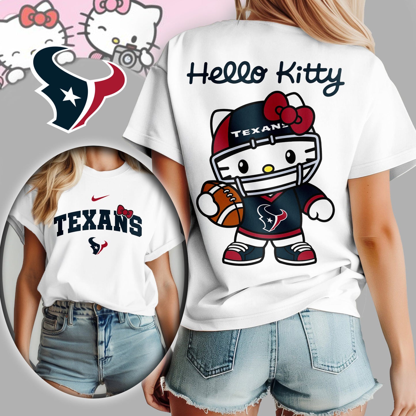 NFL x HOU Hello Kitty Premium 3D Shirt HLP