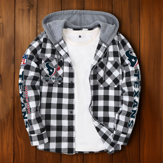 NFL x HOU Personalized Flannel Hoodie Shirts HLP