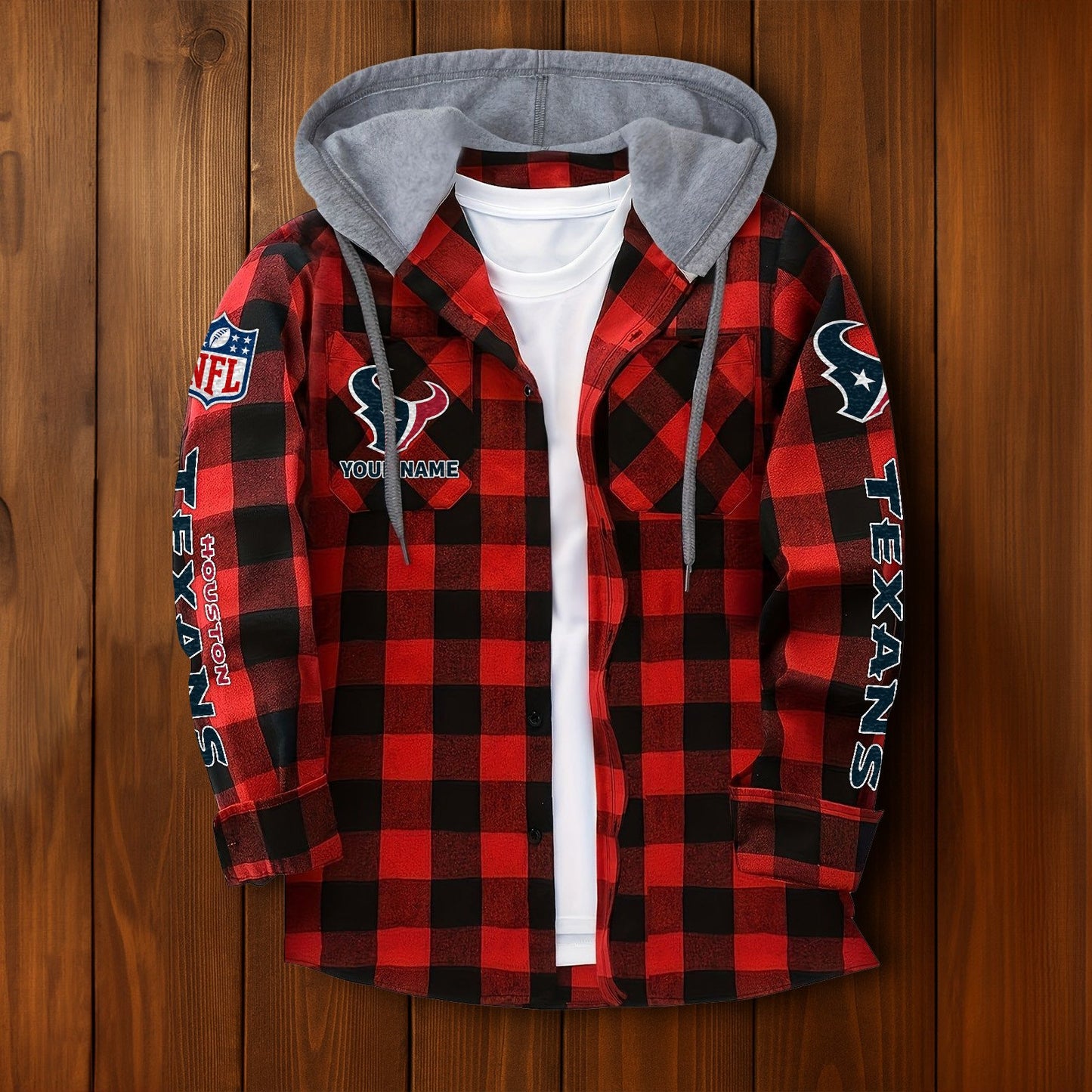 NFL x HOU Personalized Flannel Hoodie Shirts HLP