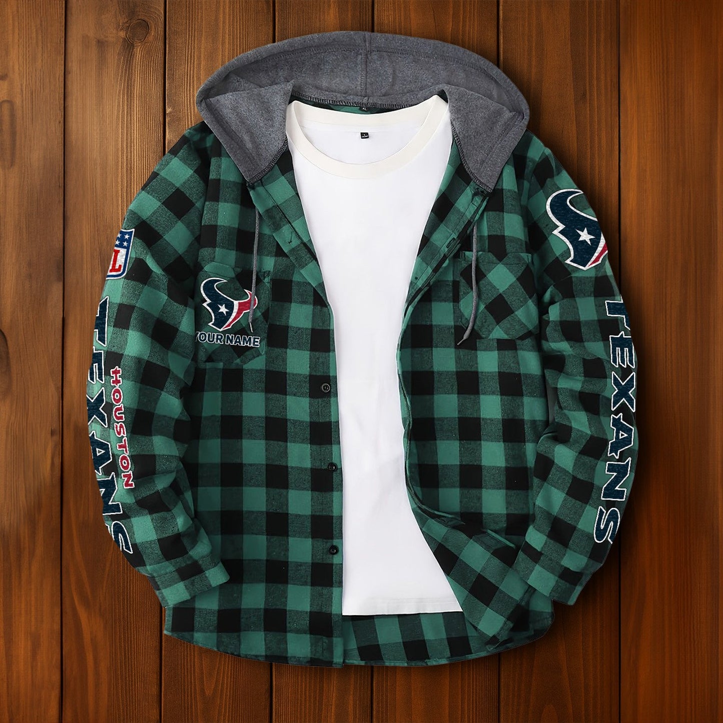 NFL x HOU Personalized Flannel Hoodie Shirts HLP