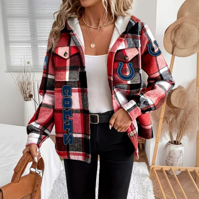 NFL x IC Women Casual Plaid Hooded Jacket V1 NAK NHM