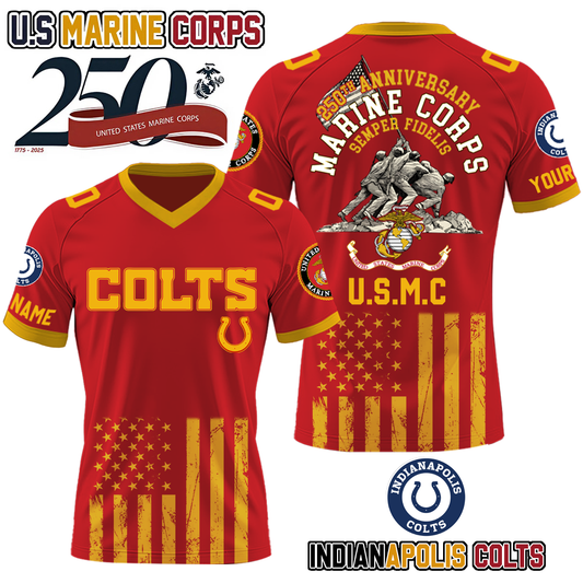 NFL x IND U.S Marine Corps 250th Anniversary Premium-V-neck Short Sleeve Jersey HLP 271025