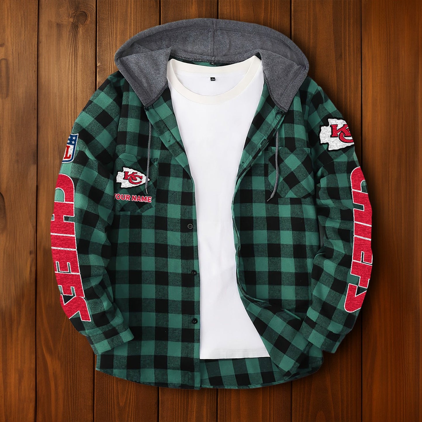 NFL x KC Personalized Flannel Hoodie Shirts HLP